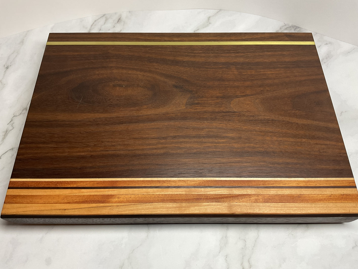 Brass Accent Cutting Board – Handcrafted Hardwood Statement Board
