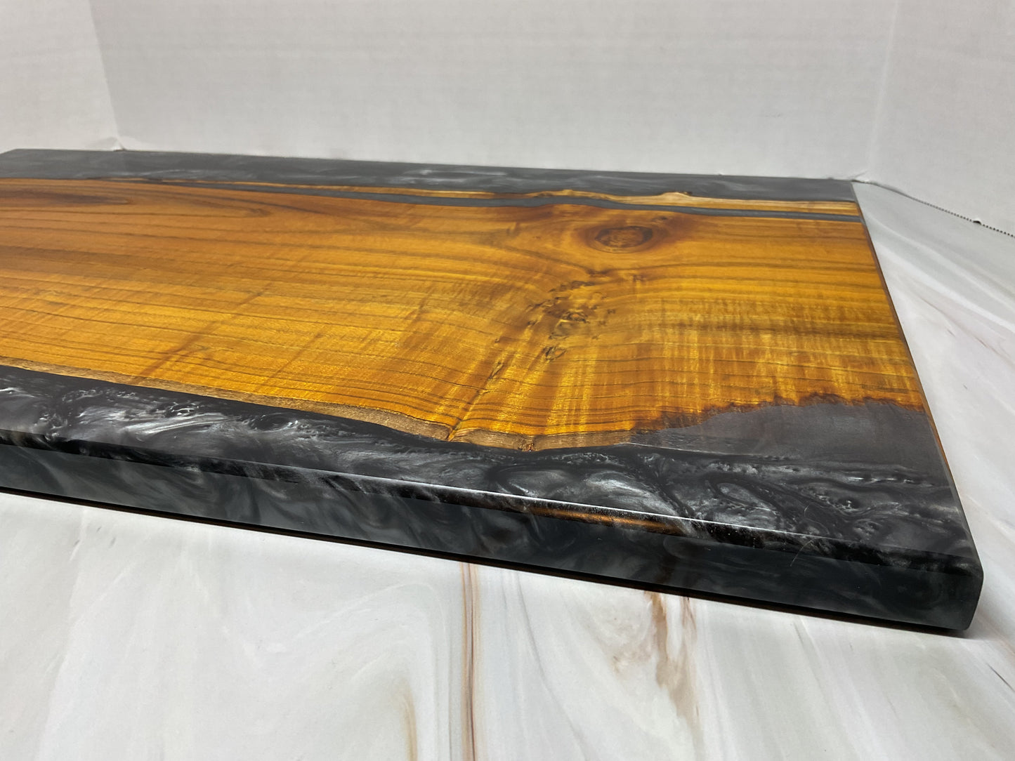 One of a Kind Charcuterie Board- Mulberry with Shadow Grey Resin