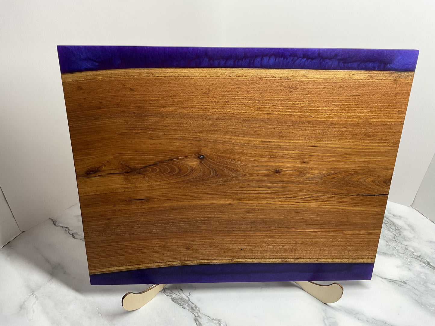 Gather and Graze Charcuterie Board – Handcrafted Siberian Elm Wood & Velvet (Purple) Resin Serving Board