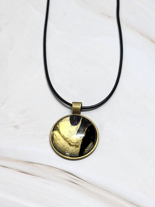 Unique Gold and Black Handcrafted Medallion Necklace