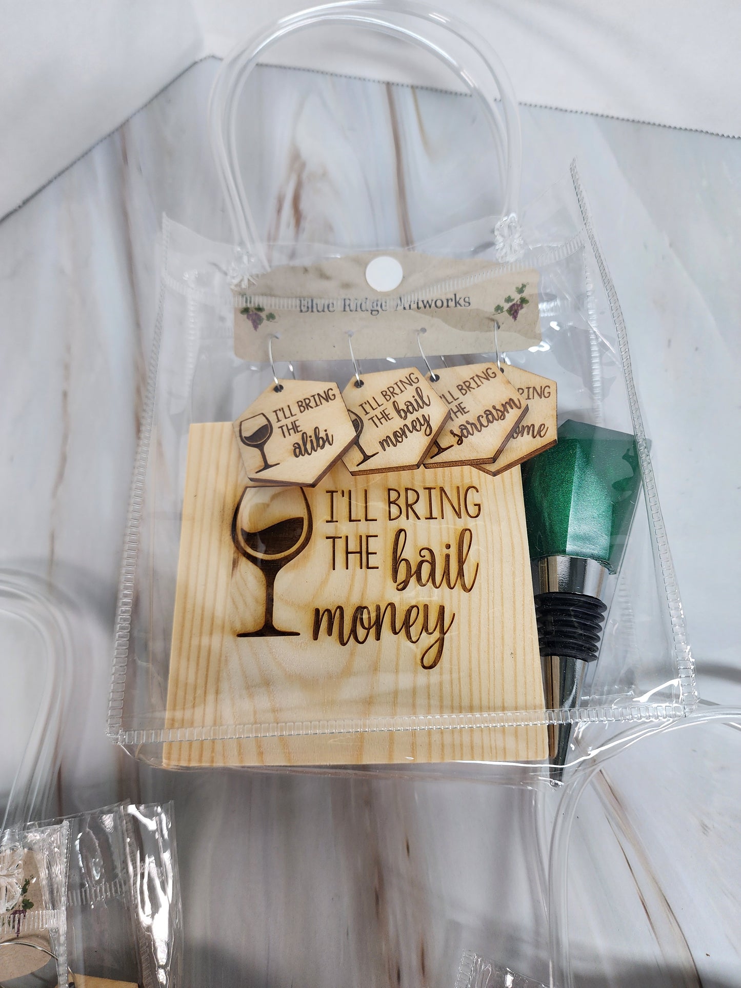 Entertaining coasters, wine charms, and wine bottle topper - SET 1 (Square Coasters)