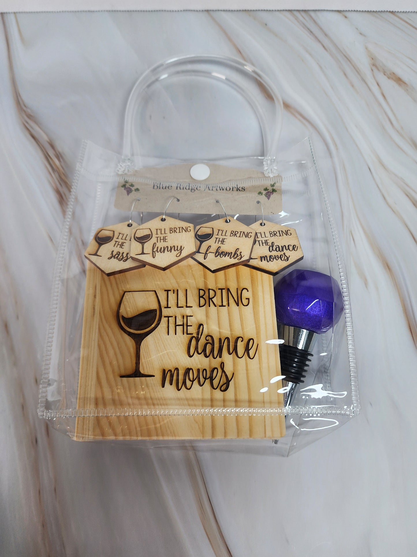 Entertaining coasters, wine charms, and wine bottle topper - SET 3 (Square Coasters)