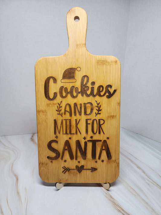 Holiday Bamboo Engraved Cutting Board-Cookies for Santa