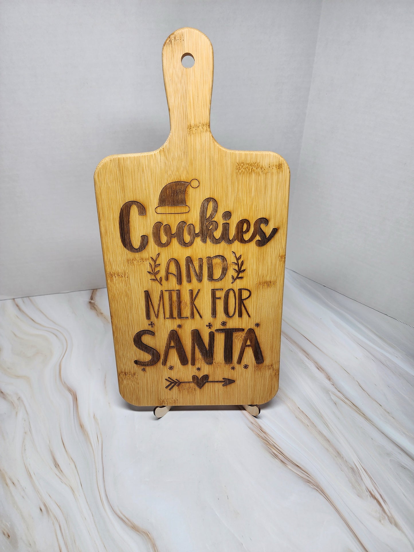 Holiday Bamboo Engraved Cutting Board-Cookies for Santa