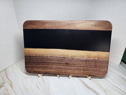 Stunning Walnut and Black Resin Charcuterie Board