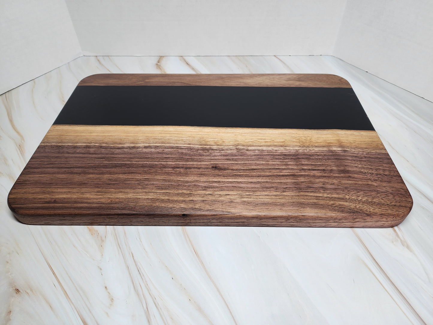 Stunning Walnut and Black Resin Charcuterie Board