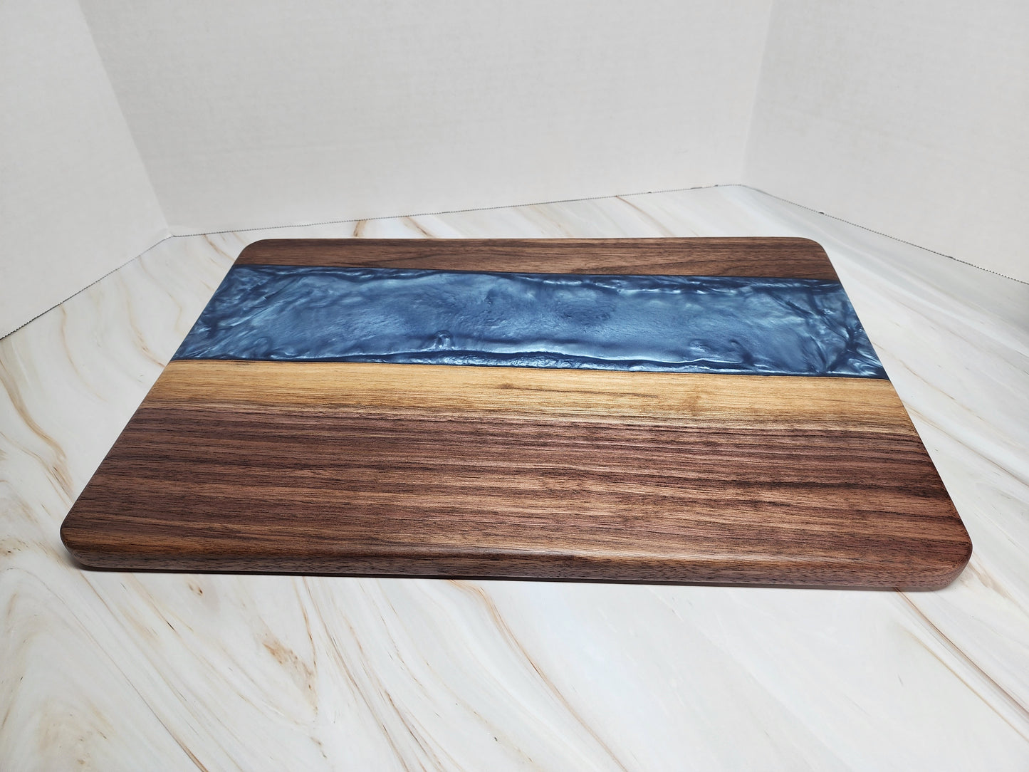 Stunning Walnut and Iceburg Blue Charcuterie Board