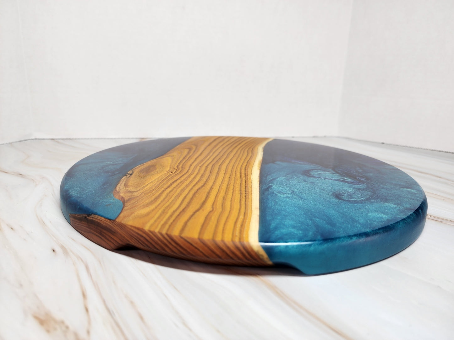 Exclusive Two toned Nokon Blue and Sora Iro Blue Resin with Mulberry Wood Charcuterie Board