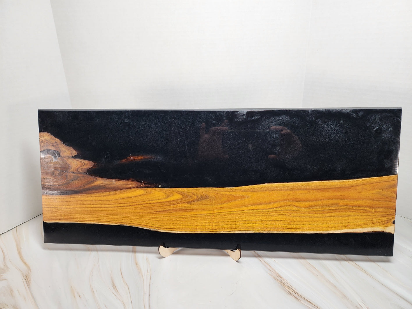 Sleek and Stylish Black Resin with Mulberry Wood Charcuterie Board