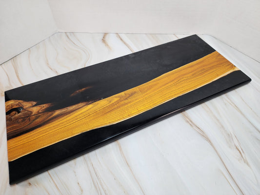 Sleek and Stylish Black Resin with Mulberry Wood Charcuterie Board