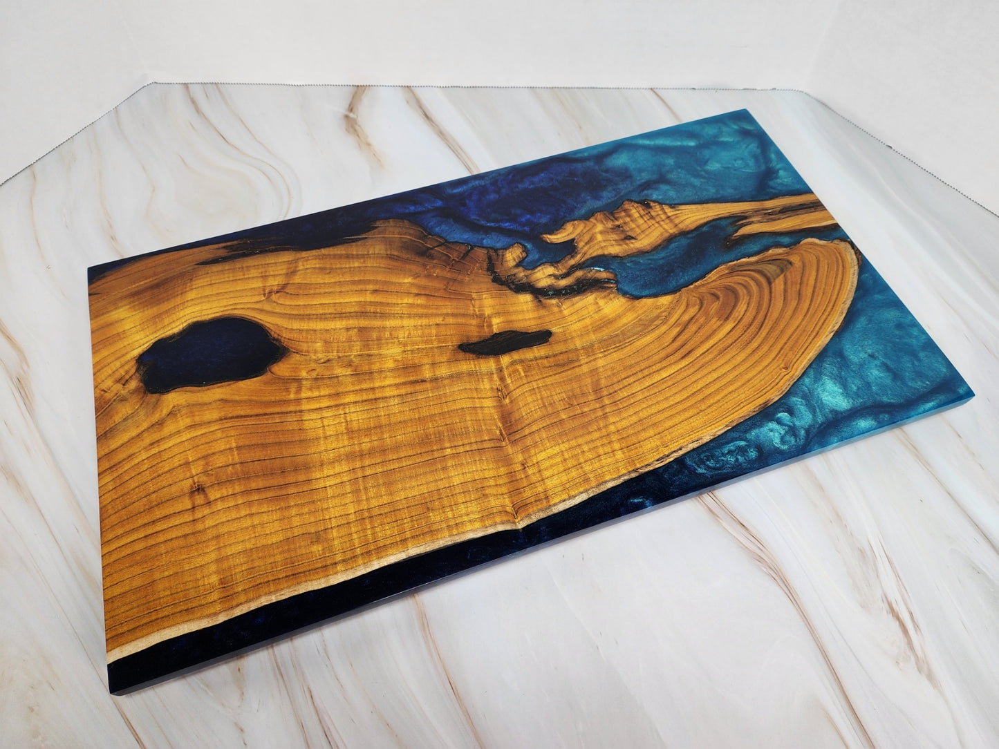 One of a Kind Charcuterie Board- Mulberry with Two-Toned Nokon Blue and Sora Iro Blue