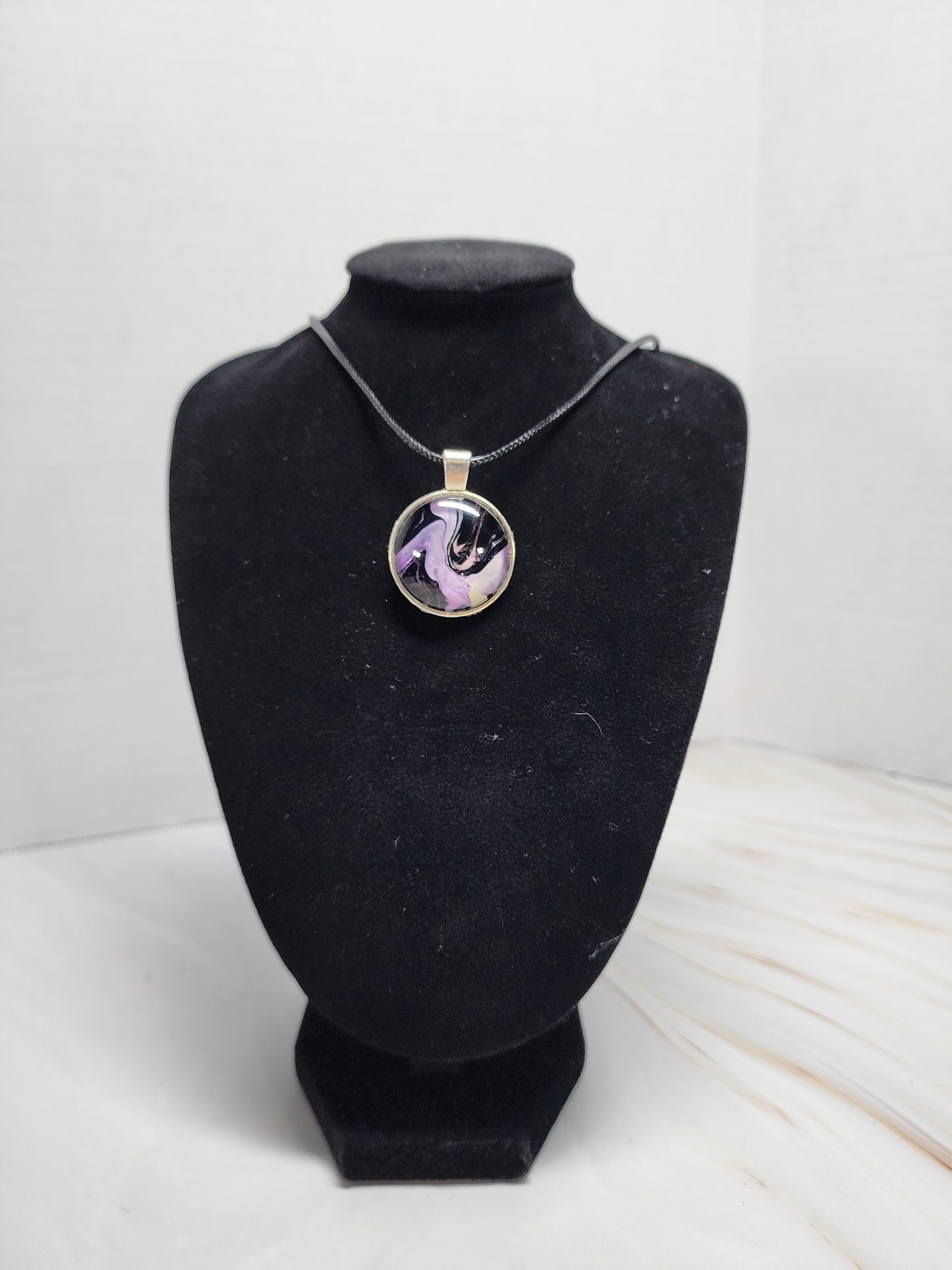 One of a Kind Metallic Purple and Black Handcrafted Medallion Necklace