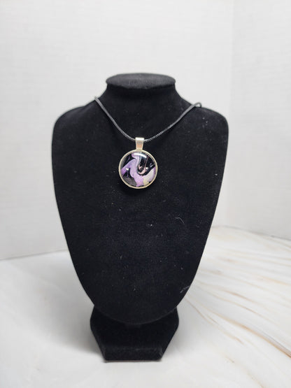 One of a Kind Metallic Purple and Black Handcrafted Medallion Necklace
