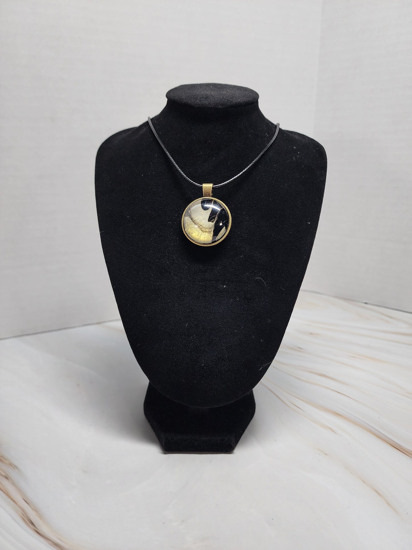 Unique Gold and Black Handcrafted Medallion Necklace