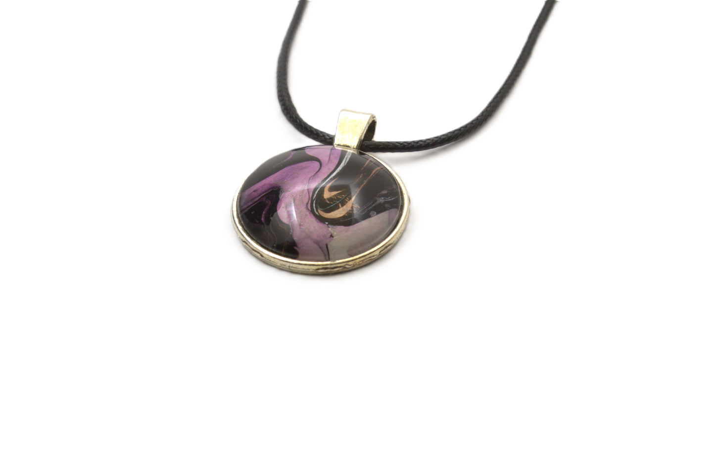 One of a Kind Metallic Purple and Black Handcrafted Medallion Necklace