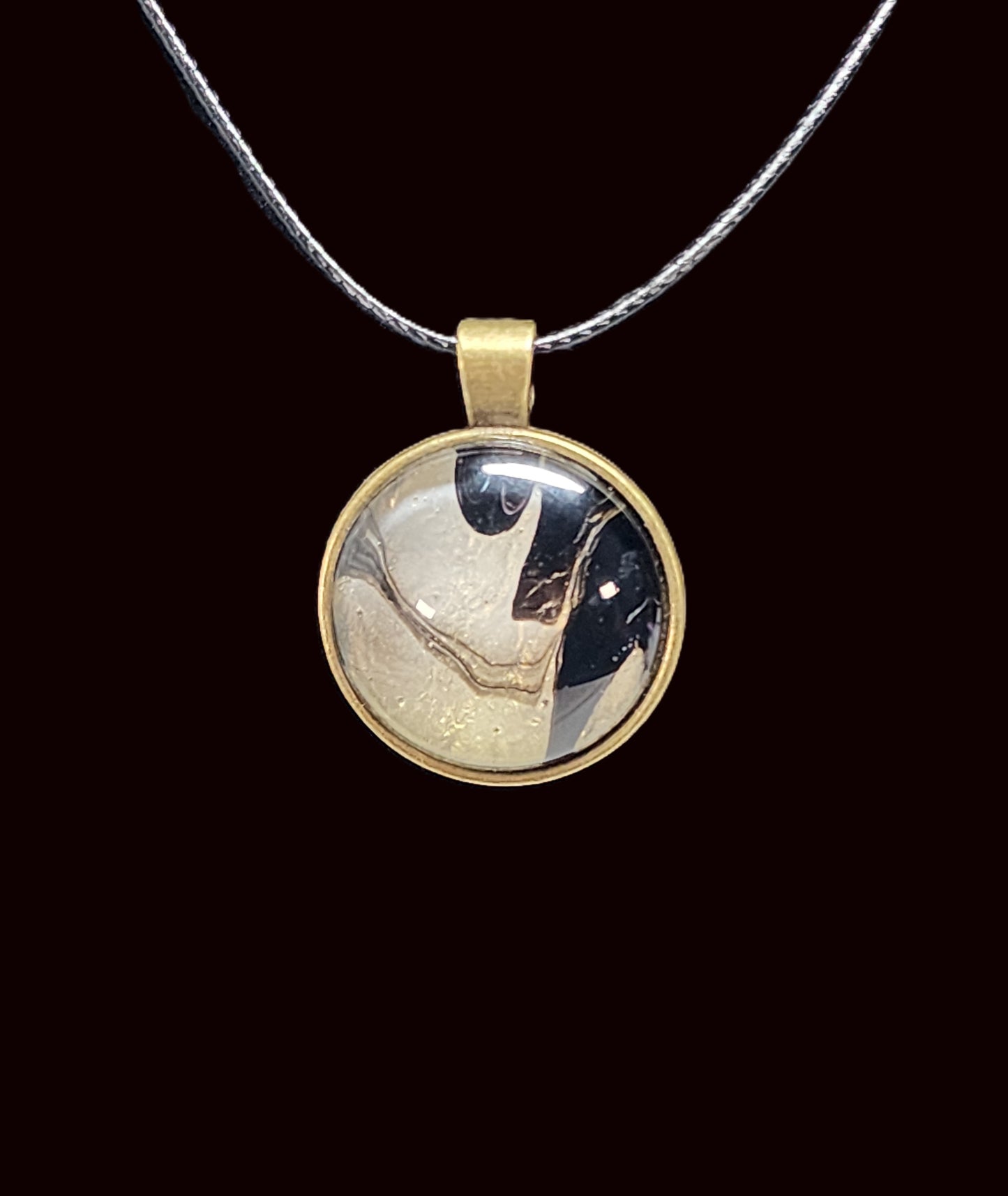 Unique Gold and Black Handcrafted Medallion Necklace