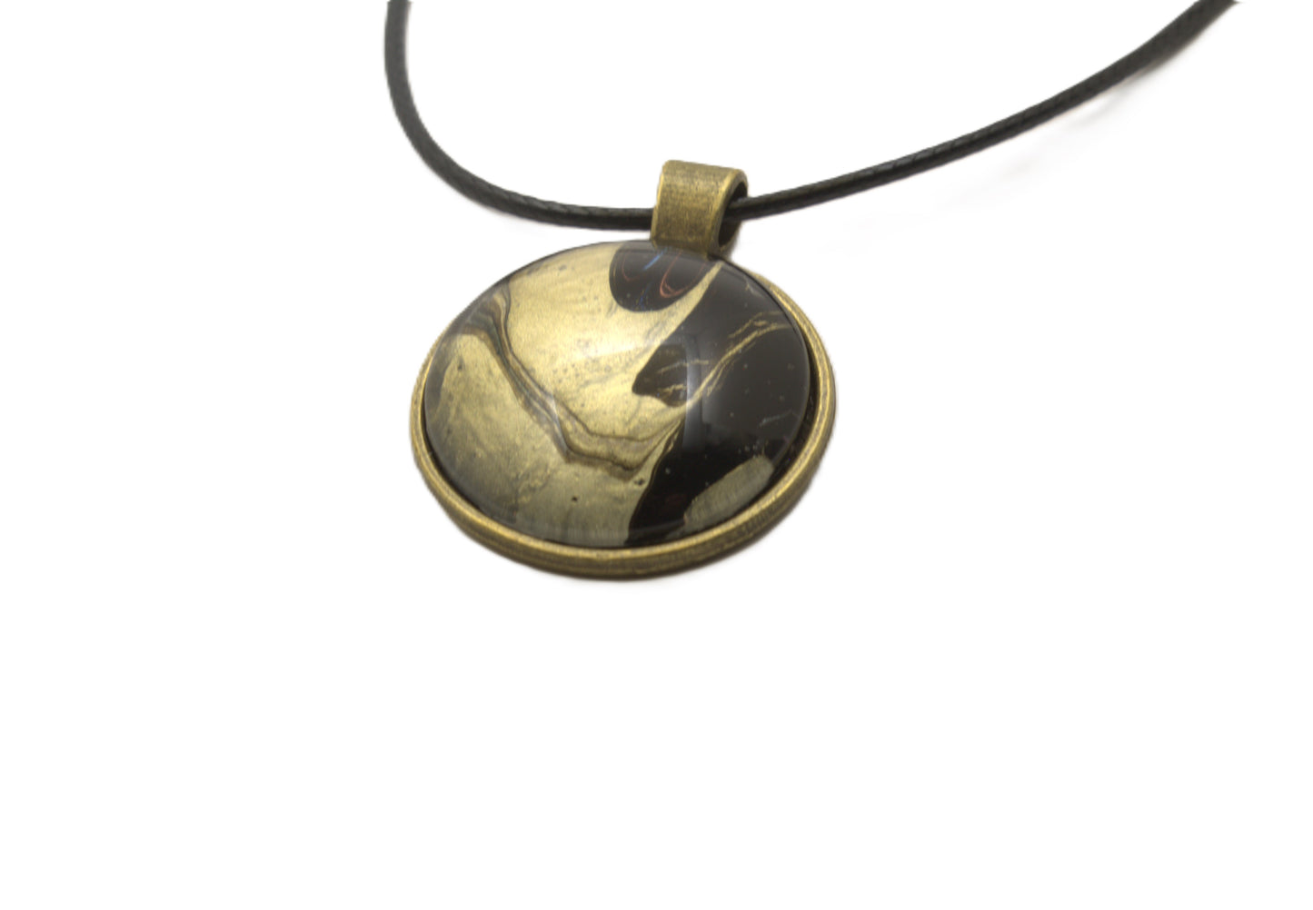 Unique Gold and Black Handcrafted Medallion Necklace