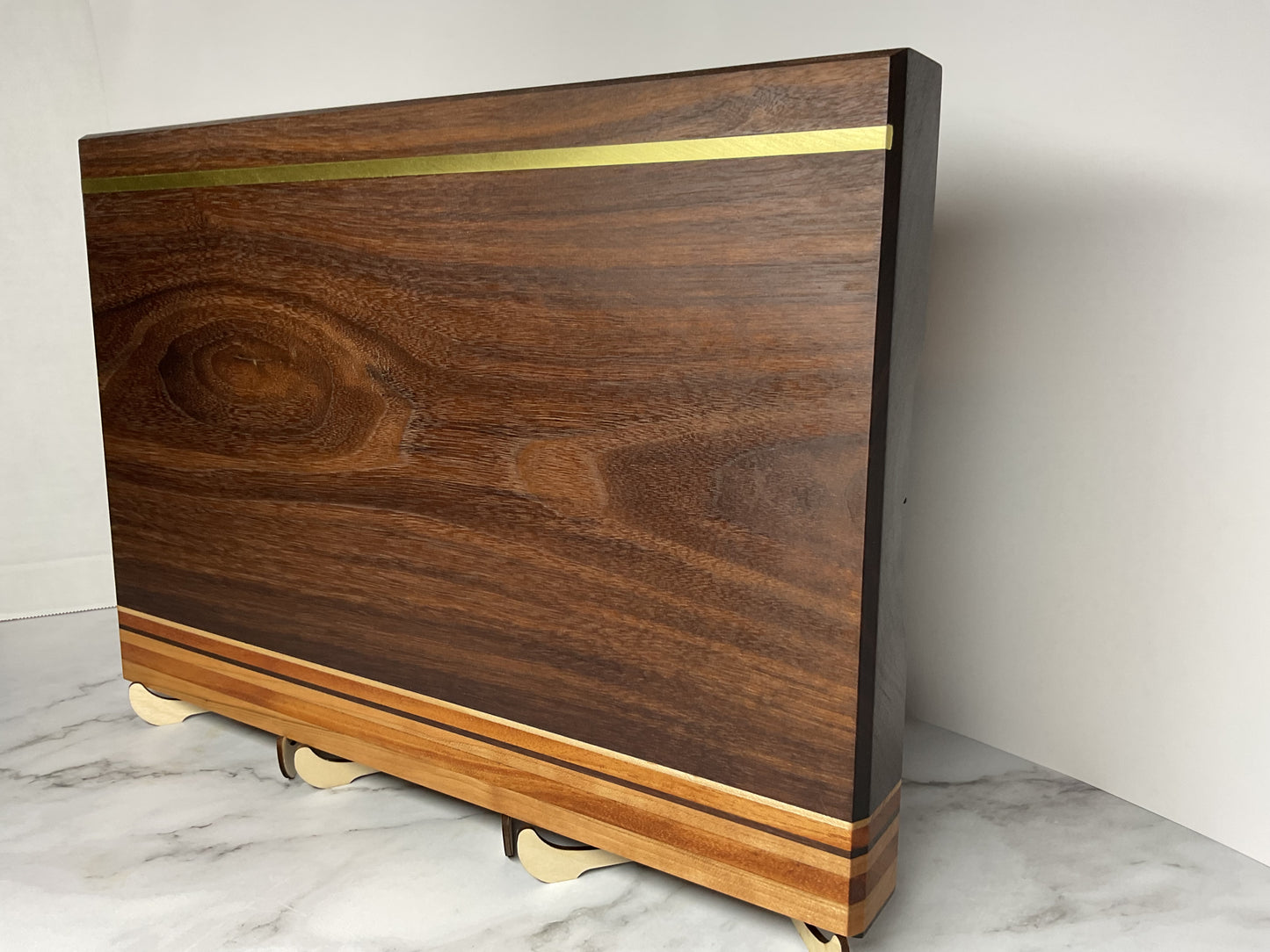 Brass Accent Cutting Board – Handcrafted Hardwood Statement Board