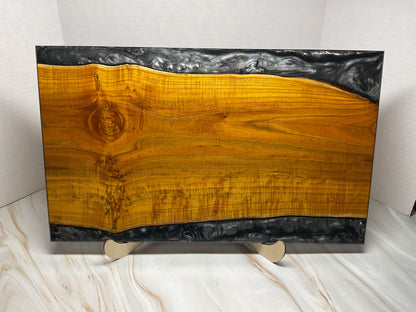 One of a Kind Charcuterie Board- Mulberry with Shadow Grey Resin
