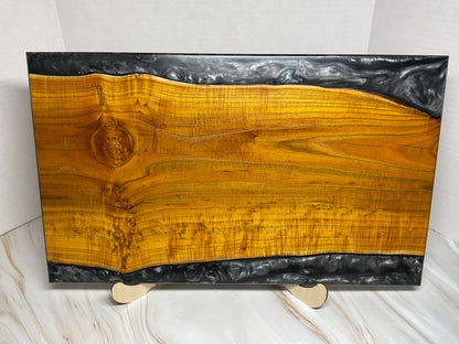 One of a Kind Charcuterie Board- Mulberry with Shadow Grey Resin