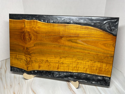 One of a Kind Charcuterie Board- Mulberry with Shadow Grey Resin