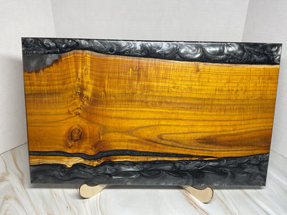 One of a Kind Charcuterie Board- Mulberry with Shadow Grey Resin