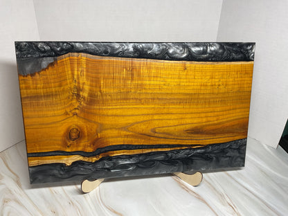 One of a Kind Charcuterie Board- Mulberry with Shadow Grey Resin