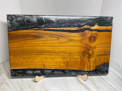 One of a Kind Charcuterie Board- Mulberry with Shadow Grey Resin