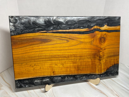 One of a Kind Charcuterie Board- Mulberry with Shadow Grey Resin