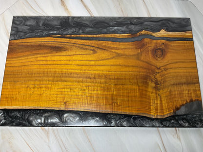 One of a Kind Charcuterie Board- Mulberry with Shadow Grey Resin