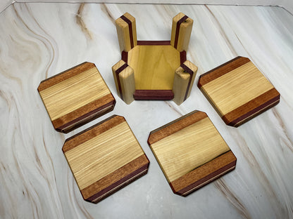 Handcrafted coaster set with stand
