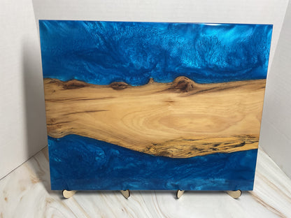 Distinctive Charcuterie Board-Black Oak with Okinawa Blue