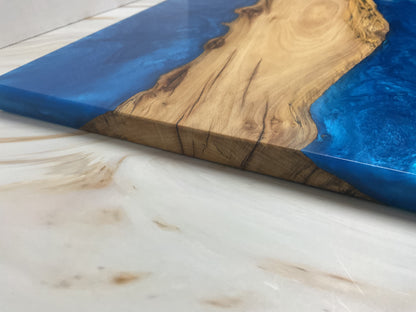 Distinctive Charcuterie Board-Black Oak with Okinawa Blue