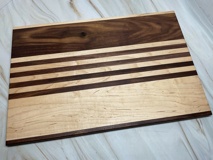 Handcrafted Charcuterie or Cutting Board- Walnut and Maple