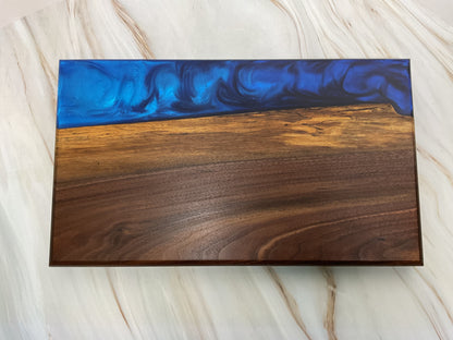 Stunning Charcuterie Board- Walnut with Purple Persian and Maui Blue Resin
