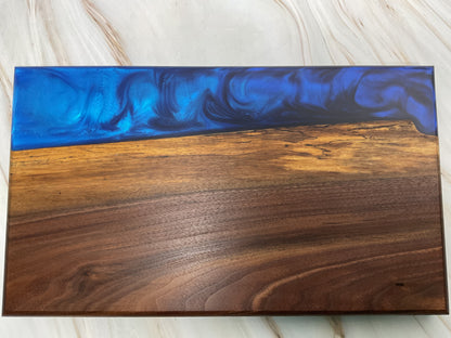 Stunning Charcuterie Board- Walnut with Purple Persian and Maui Blue Resin