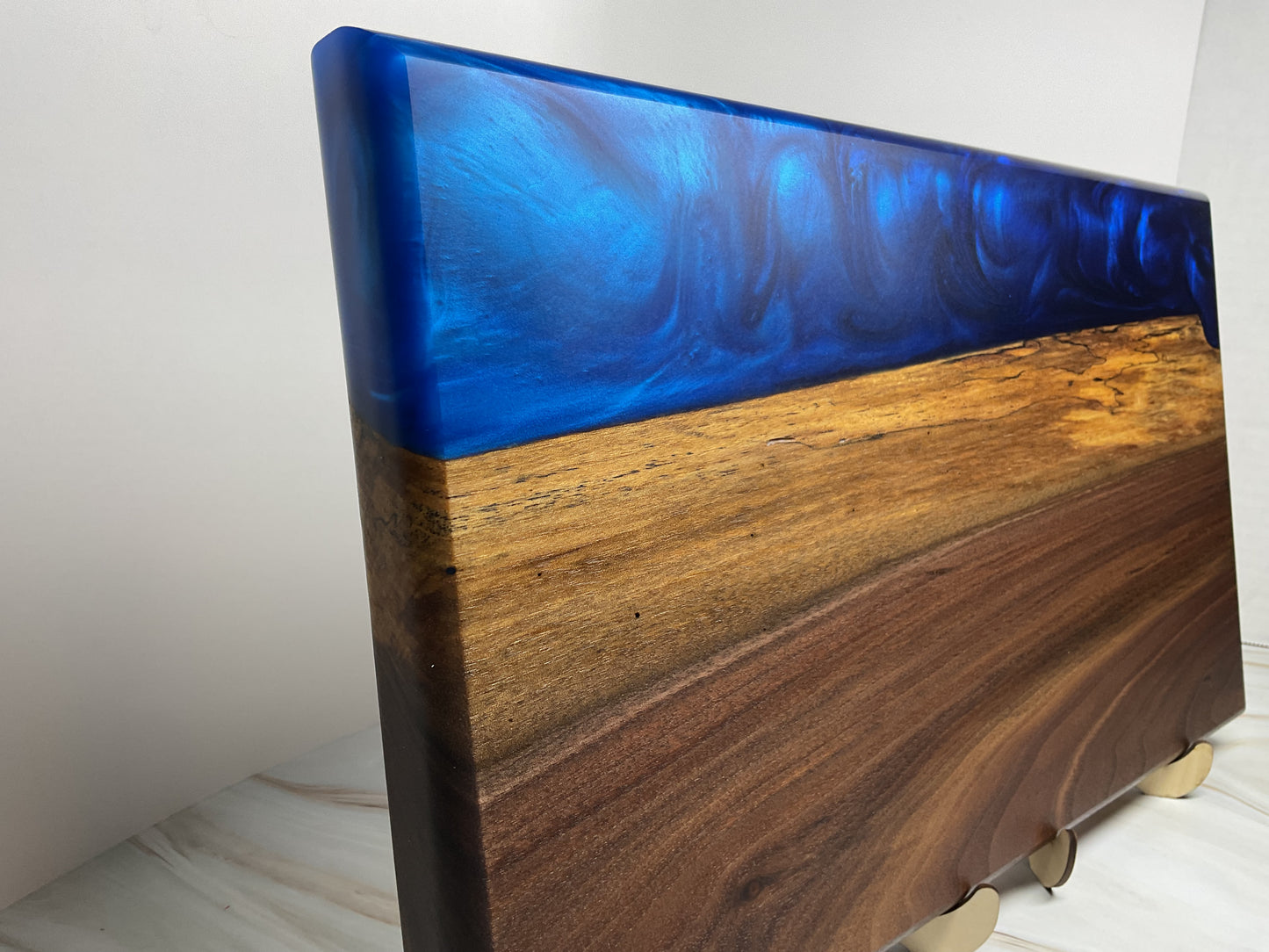 Stunning Charcuterie Board- Walnut with Purple Persian and Maui Blue Resin