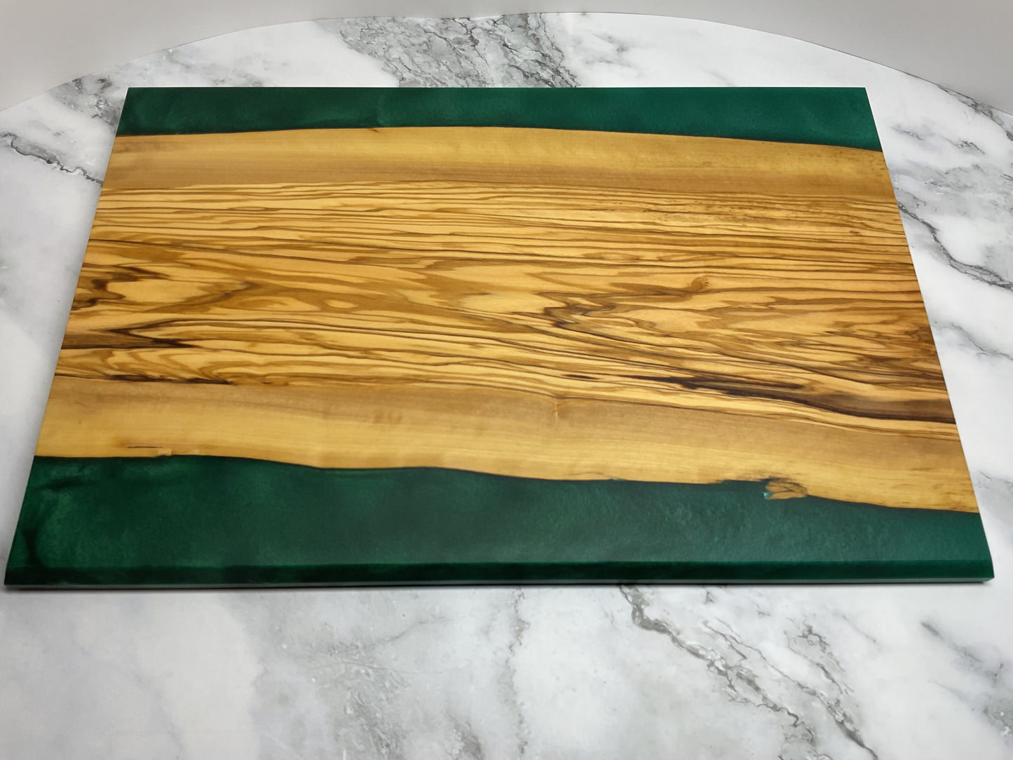 Artisan Olive Wood & Okinawa Green Resin Charcuterie Board – Elegant Entertaining Essential