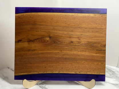Gather and Graze Charcuterie Board – Handcrafted Siberian Elm Wood & Velvet (Purple) Resin Serving Board