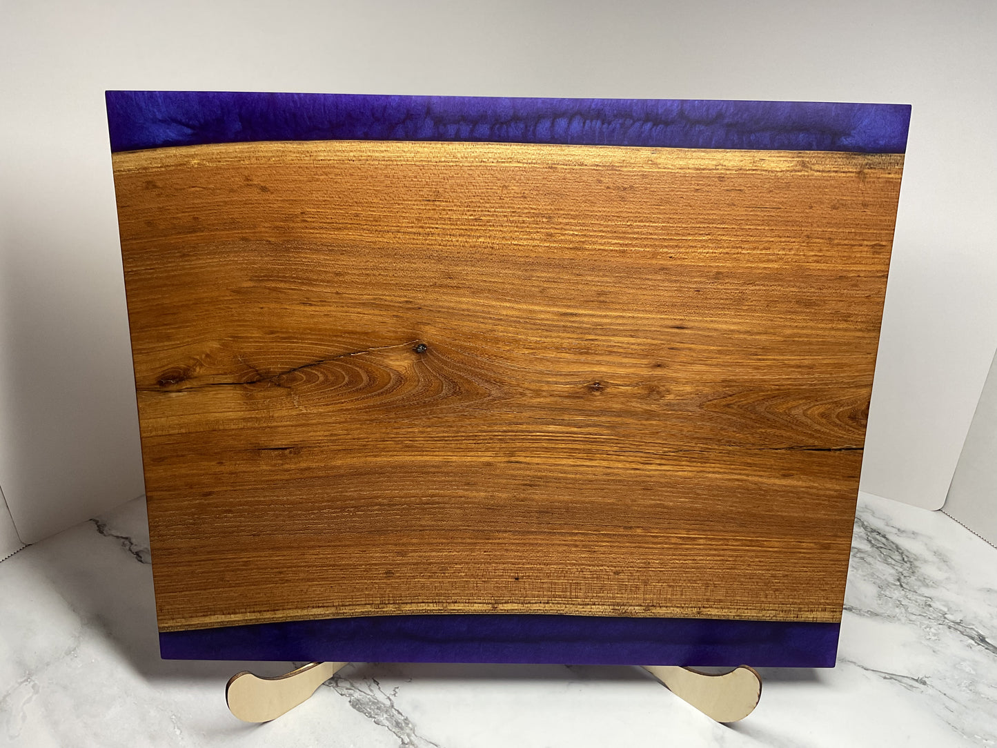 Gather and Graze Charcuterie Board – Handcrafted Siberian Elm Wood & Velvet (Purple) Resin Serving Board