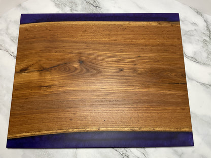 Gather and Graze Charcuterie Board – Handcrafted Siberian Elm Wood & Velvet (Purple) Resin Serving Board