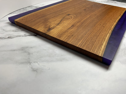 Gather and Graze Charcuterie Board – Handcrafted Siberian Elm Wood & Velvet (Purple) Resin Serving Board