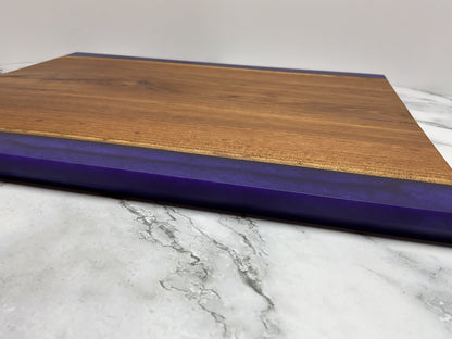 Gather and Graze Charcuterie Board – Handcrafted Siberian Elm Wood & Velvet (Purple) Resin Serving Board