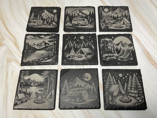 Camping Slate Coasters