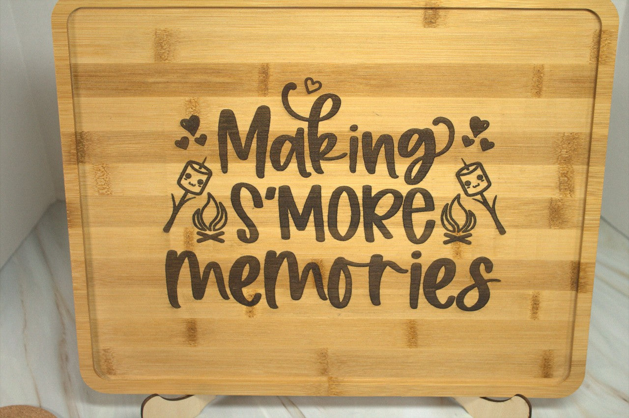 Bamboo Engraved Serving Trays- Making S'More Memories