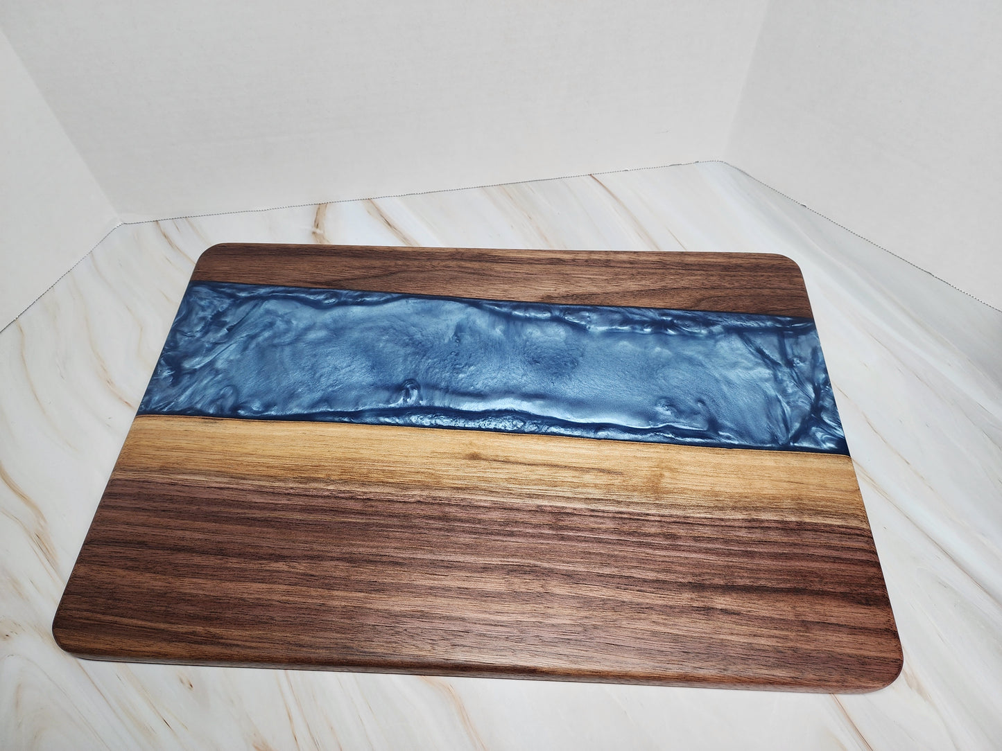 Stunning Walnut and Iceburg Blue Charcuterie Board